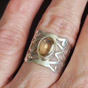 Genuine sterling silver and citrine ring